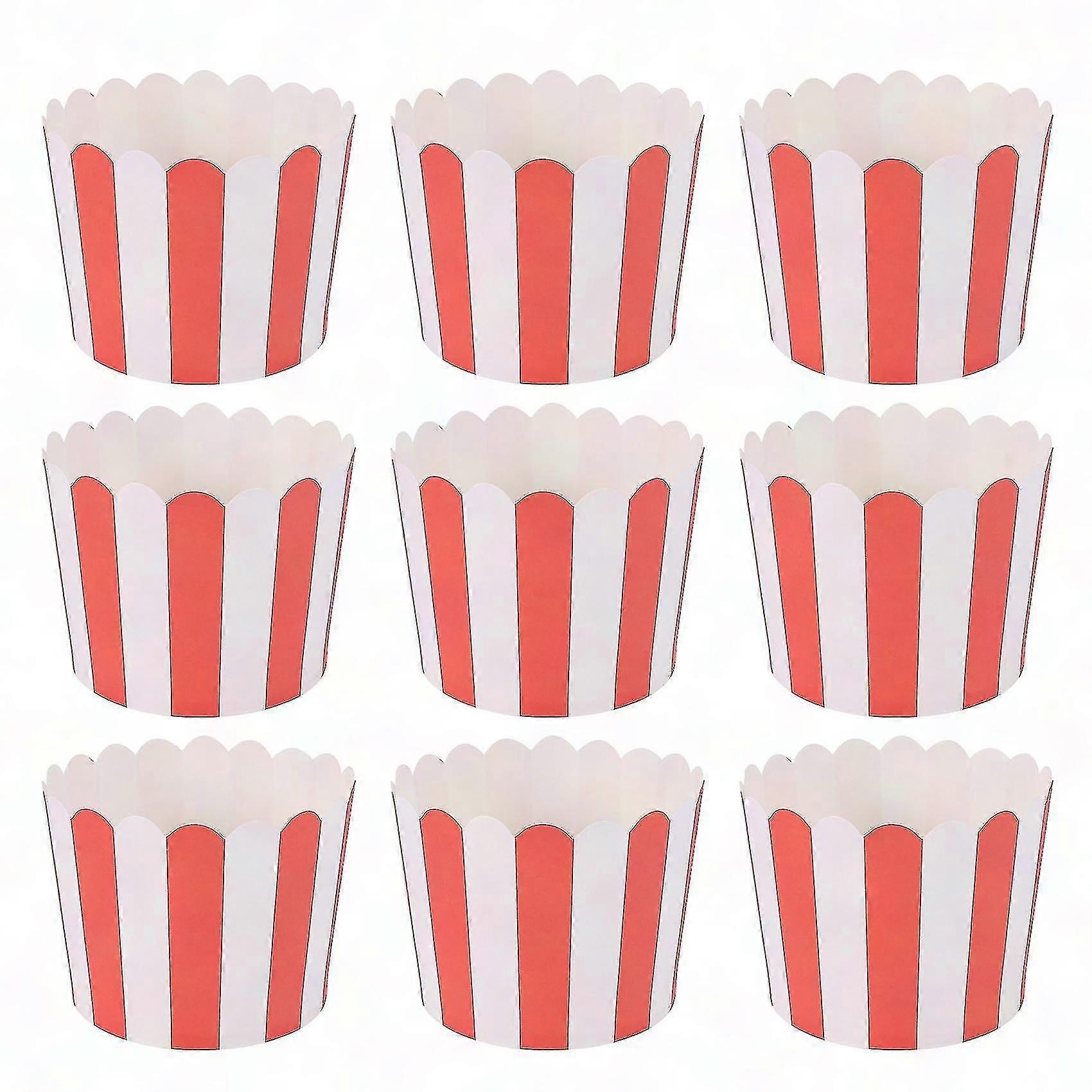 50x Red Stripes Cupcake Wrapper Paper Baking Cups, Muffin Liners for Kitchen Baking