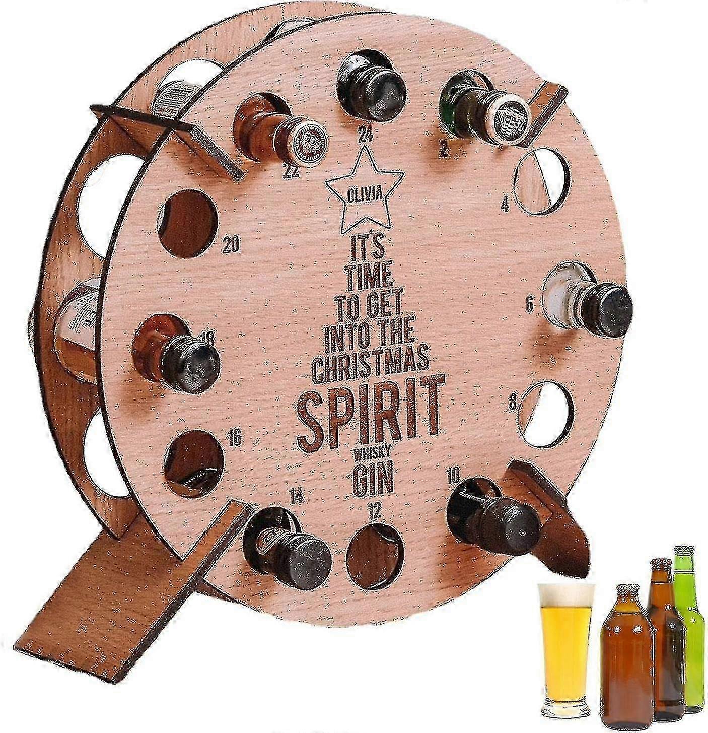 Wine Holder Advent Calendar 2024 - Wooden Wine Rack for Christmas Countdown, 24 Days Wine Holder for Adults ZZY