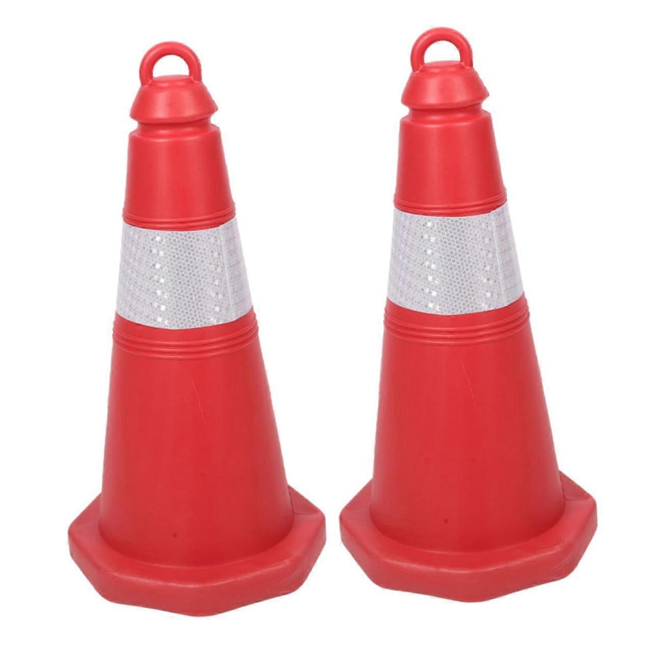 Traffic Safety Cones 2 Pack, Reflective Plastic, Visibility, Weather Resistant, Emergency Traffic Control