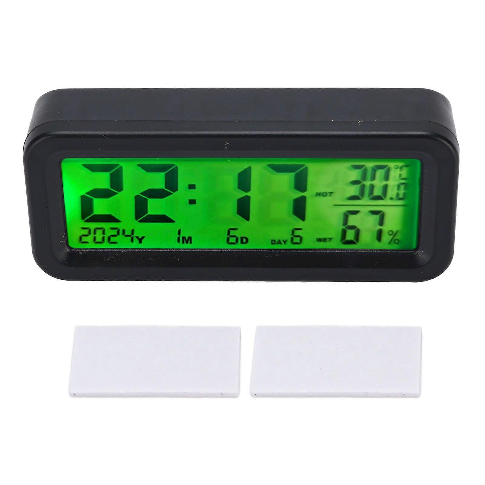 Solar Car Dashboard Clock Automatic Night Display Backlight Automotive Digital Clock Temperature and Humidity Meter