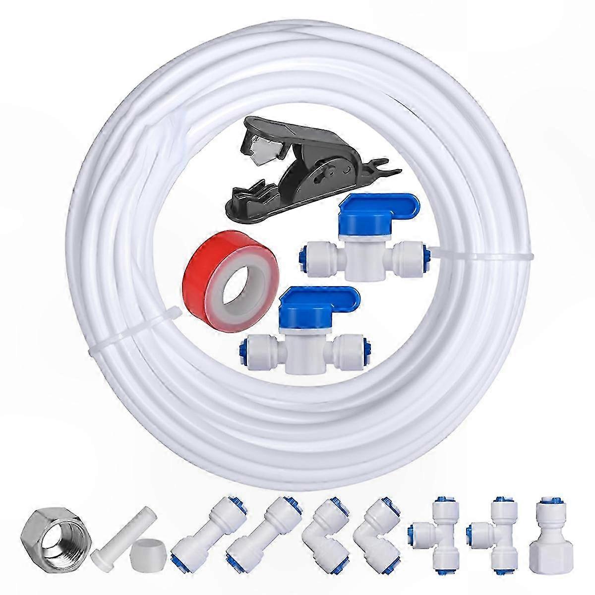 1/4 Inch OD 32.8ft Water Line Kit for Refrigerator Icemaker and Reverse Osmosis Systems