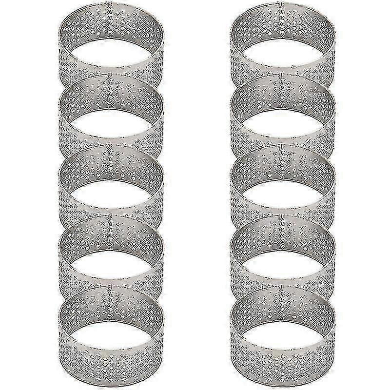 10stk 5/6/7/8/9/10cm rund rustfri perforeret sømløs tærtering quiche ring tærtetærte tærte ring med hul