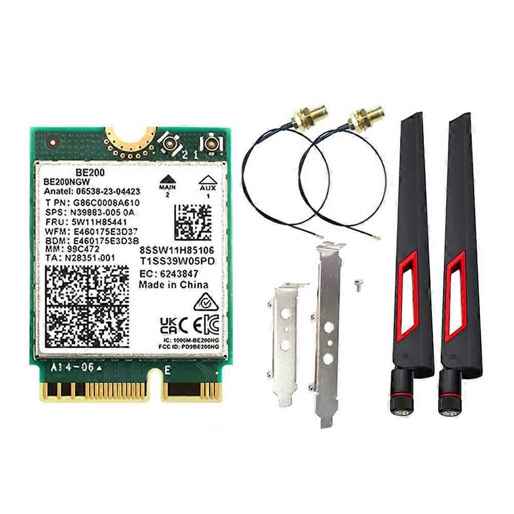 BE200 WiFi 7 Card+10DBi Antenna 2.4G/5G/6Ghz Bluetooth 5.4 WiFi Adapter 8774Mbps Wireless Network Card for Win10/11