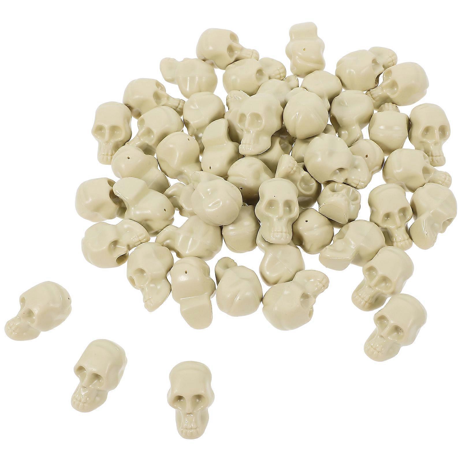 Mini Skulls for Halloween Skull Figurine for Decor 50Pcs Light Grey Plastic