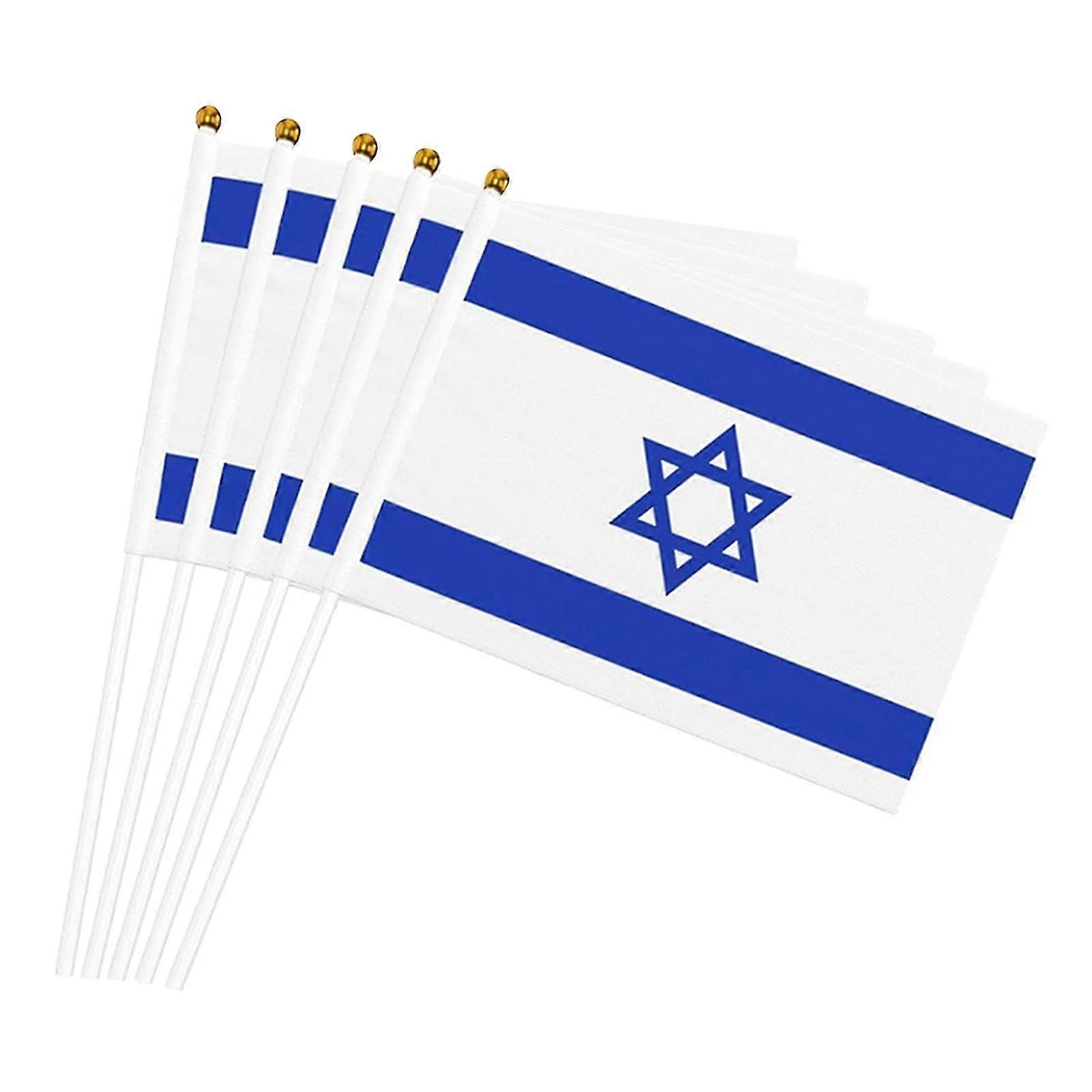 Israel Mini Handheld Flag with Stick - Wrinkle-Resistant National Flags for Events & Activities