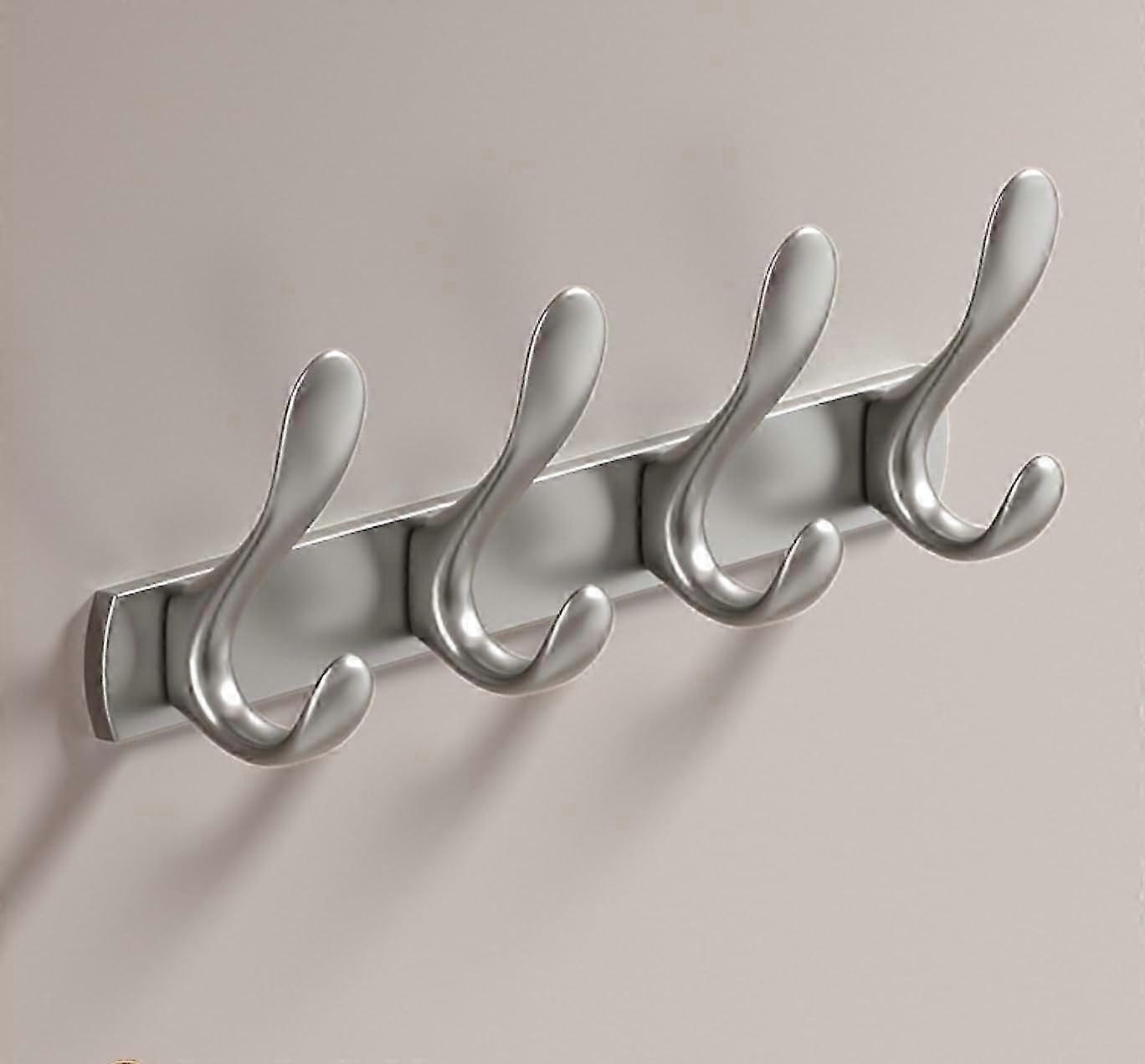 Wall-Mounted Coat Hooks 4-Pack - Stainless Steel Organizer