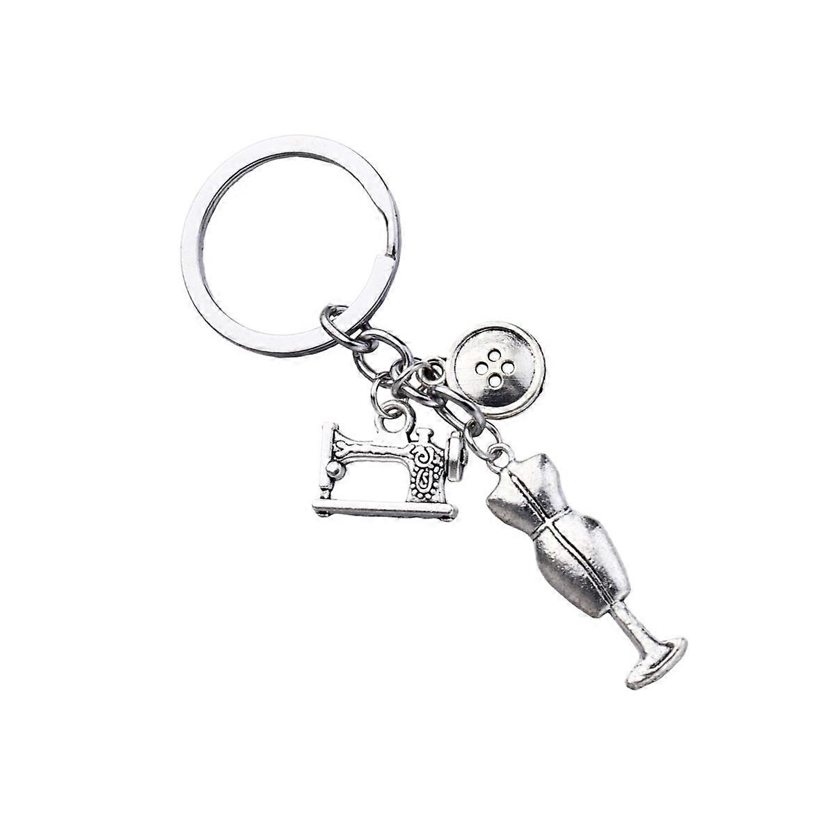 Sewing Machine Design Keychain Organizer for Bags and Keys in Silver 1Set