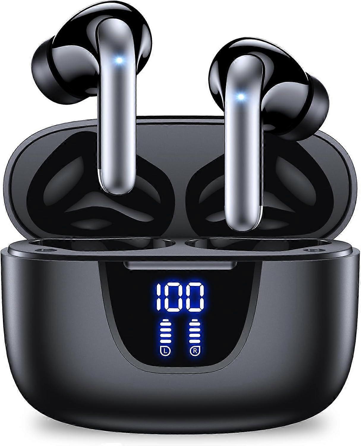 Wireless Earbuds, Bluetooth Earbuds V5.3, 45H Playtime, LED Display, Bluetooth Headphones with Mic, Touch Control, IPX5 Waterproof - black