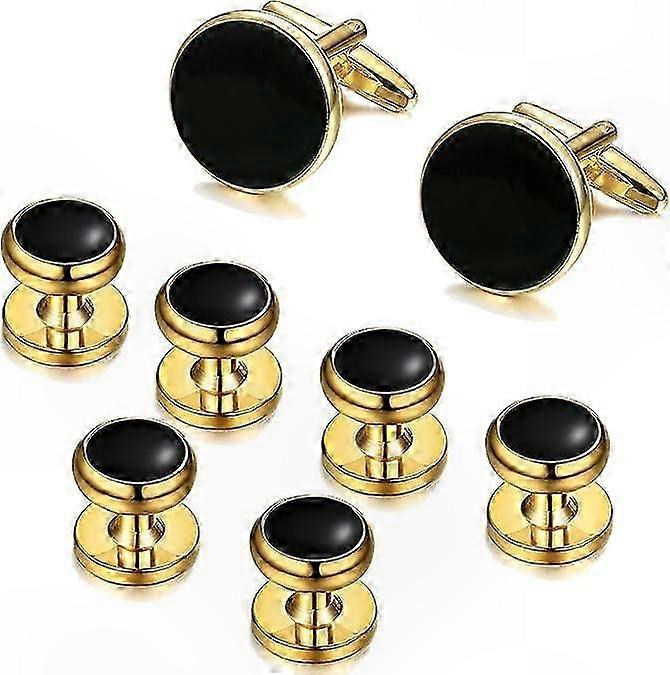 Classic 8-Piece Cufflinks and Studs Set for Tuxedo, Formal Suit, Business, or Wedding Attire