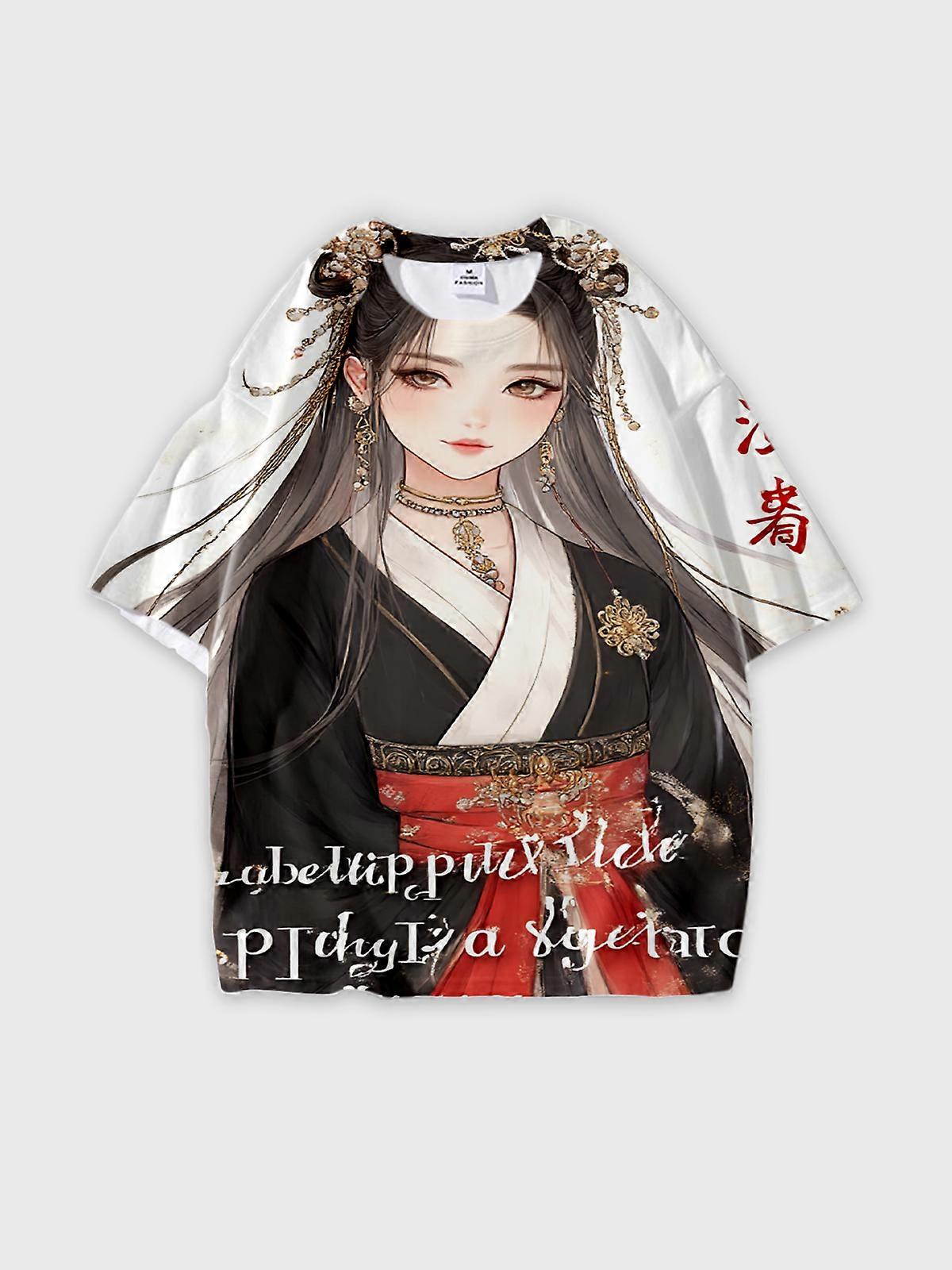 T-Shirt Short Sleeve Round Neck, Summer Casual Loose Graphic Tee, Unisex Pattern W1690