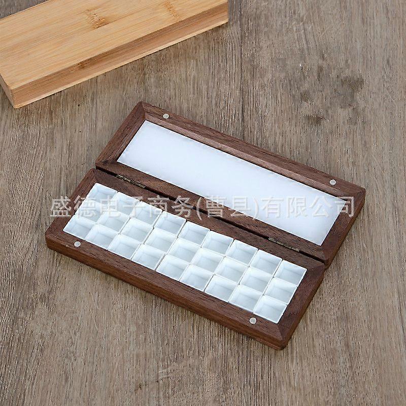 Wooden Paint Palette: Portable Watercolor Palette Box With Lid 27-Compartment Paint Case Empty Watercolor Storage Box For Artists And Beginners
