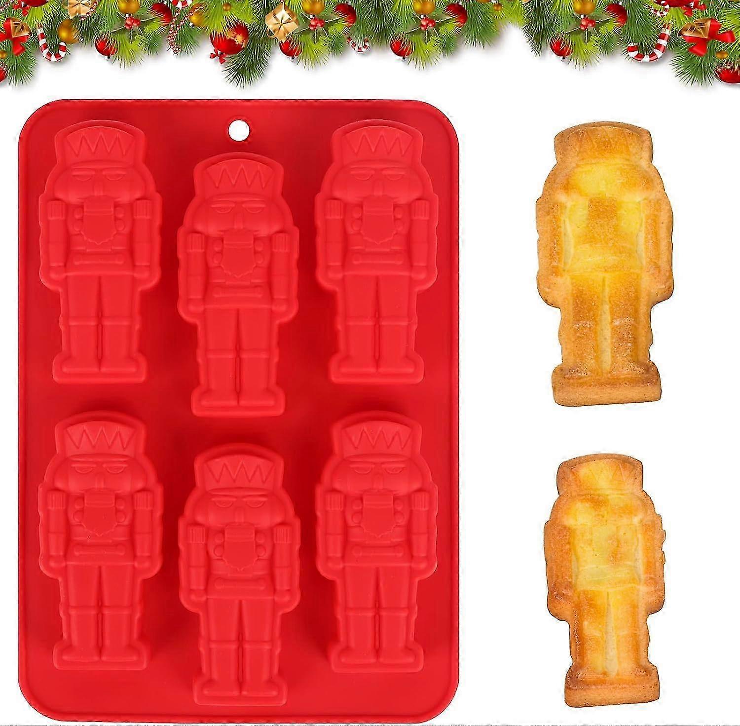 Christmas Nutcracker Chocolate & Cookie Silicone Molds for Baking, Xmas Pudding Dessert Making Tools