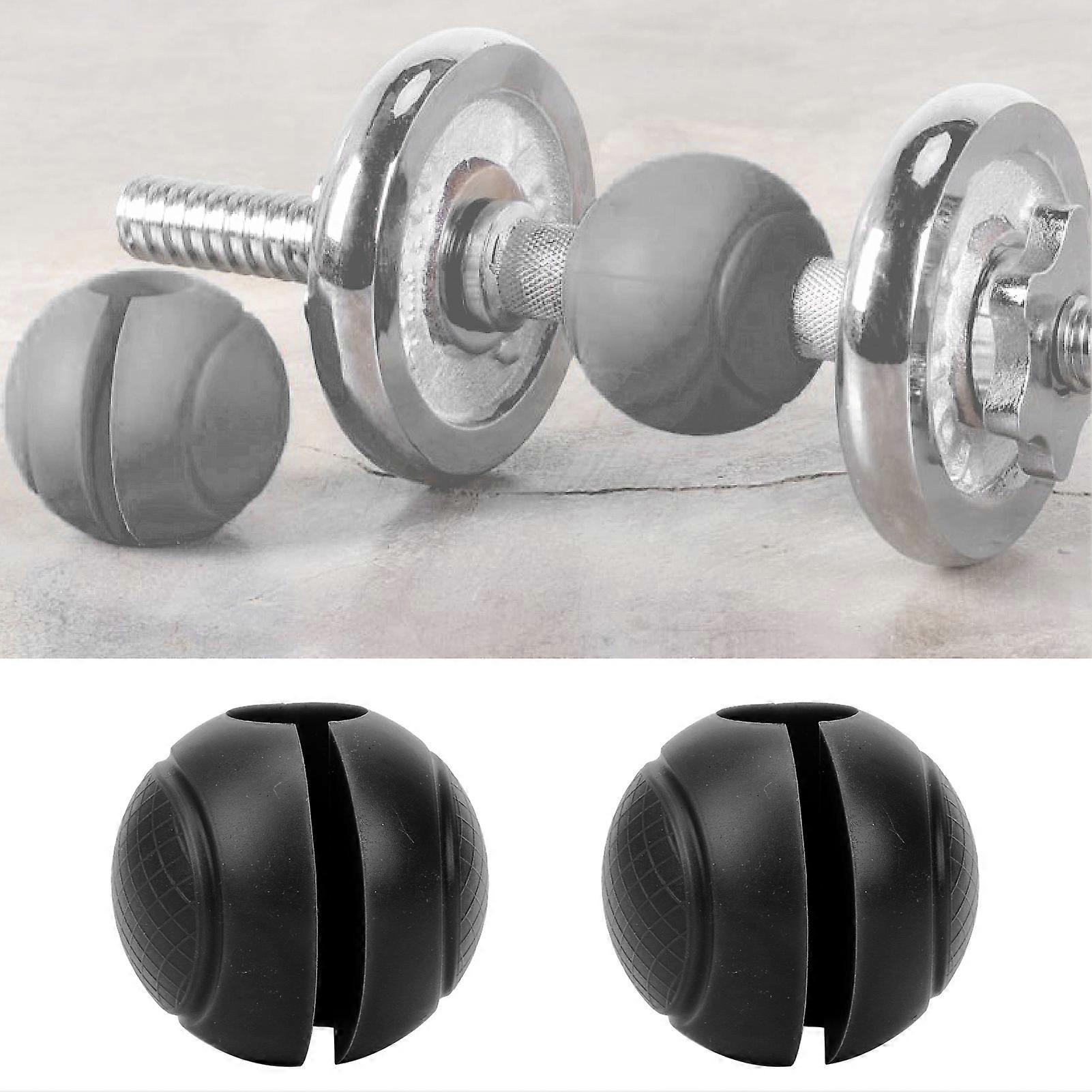2pcs Round Thick Silicone Barbell Grip Adapter Balls 6.5cm Black