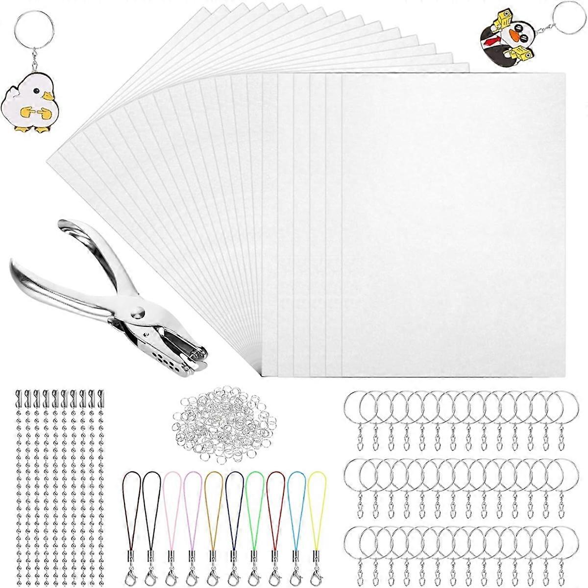 245 PCS Shrink Plastic Sheets Kit,Shrink Paper Keychain Kit,Shrinking Paper Set 25 Sheets Shrinky P