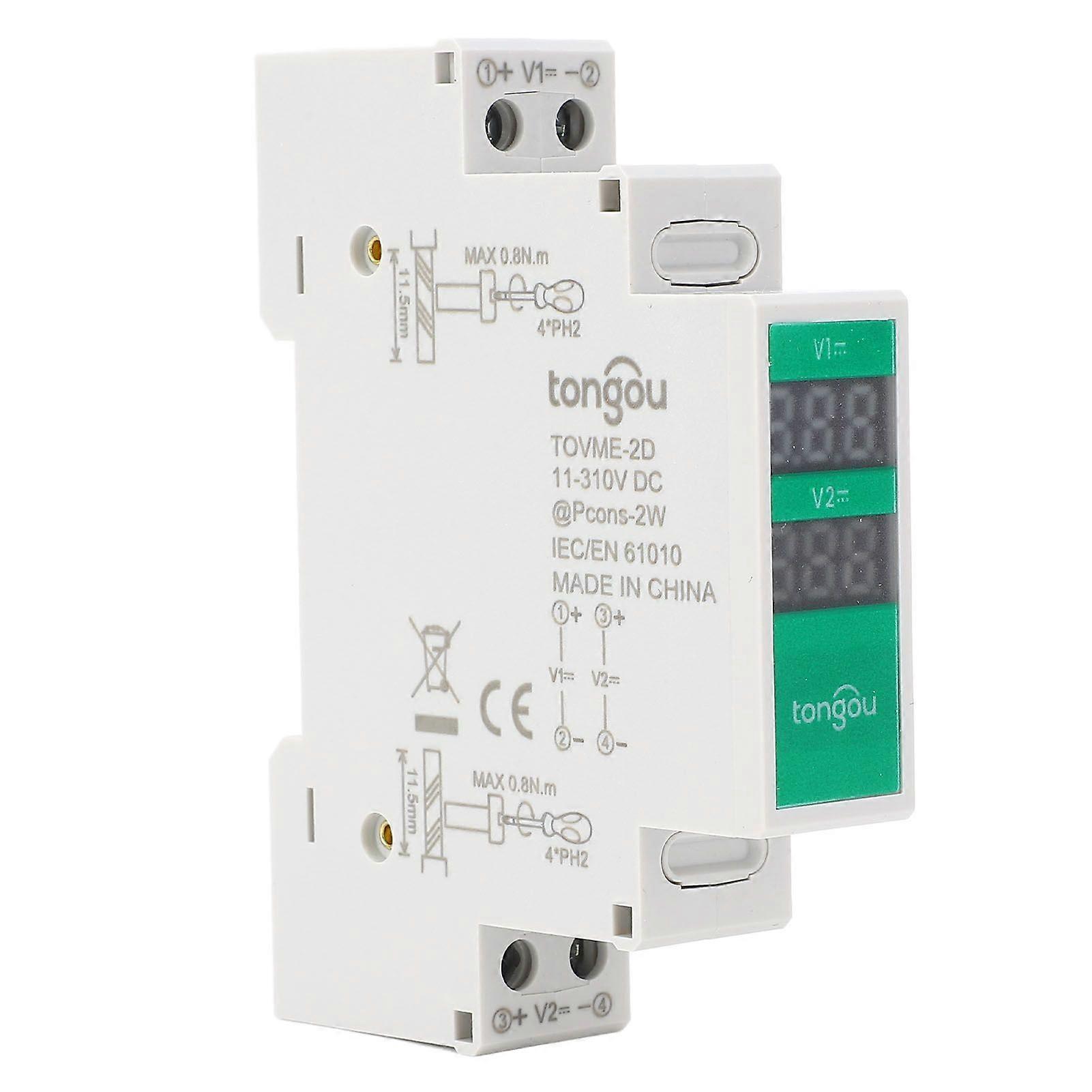 DIN Rail Voltmeter DC 11V to 310V Voltage Range LCD Digital Display Din Rail Mount Voltage Meter