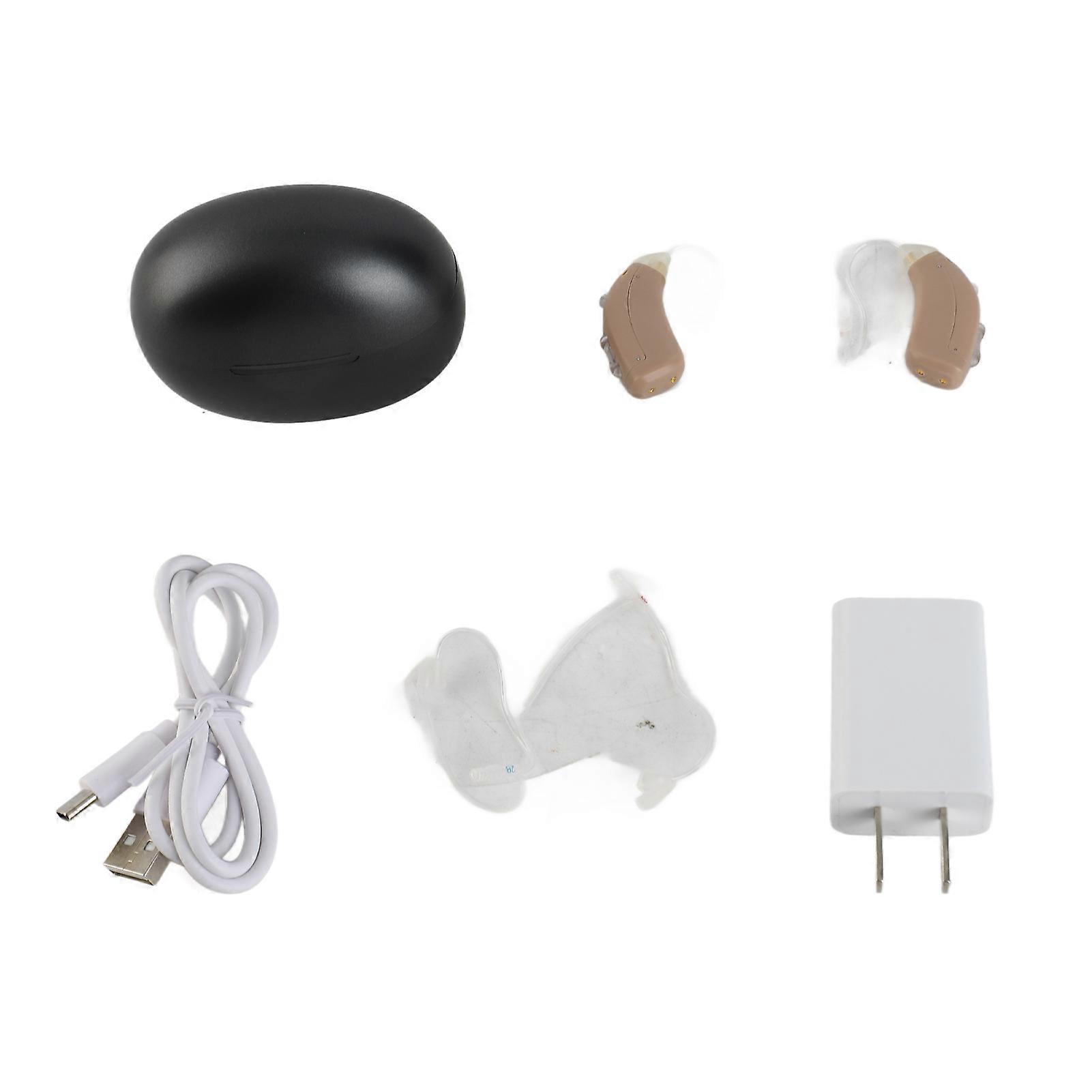 2pcs Mini Rechargeable Ear Back Type Sound Amplifier with Recharging Base