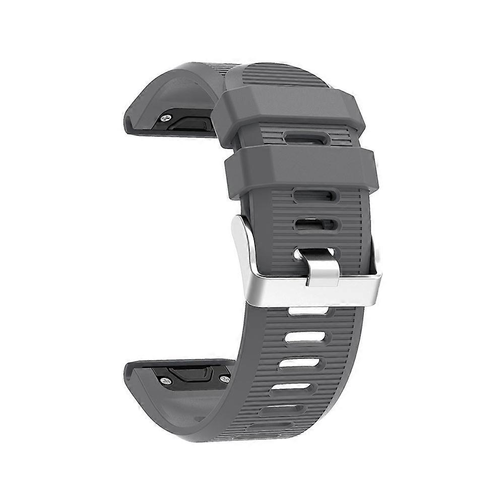 Horizontal Stripes Soft Silicone Watch Strap Replacement for Garmin Fenix 5X Plus - Grey
