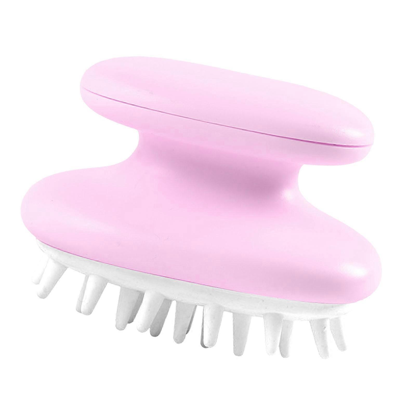 Cat Massage Brush with Soft Elastic TPR, Pink, Anti-Slip Handle