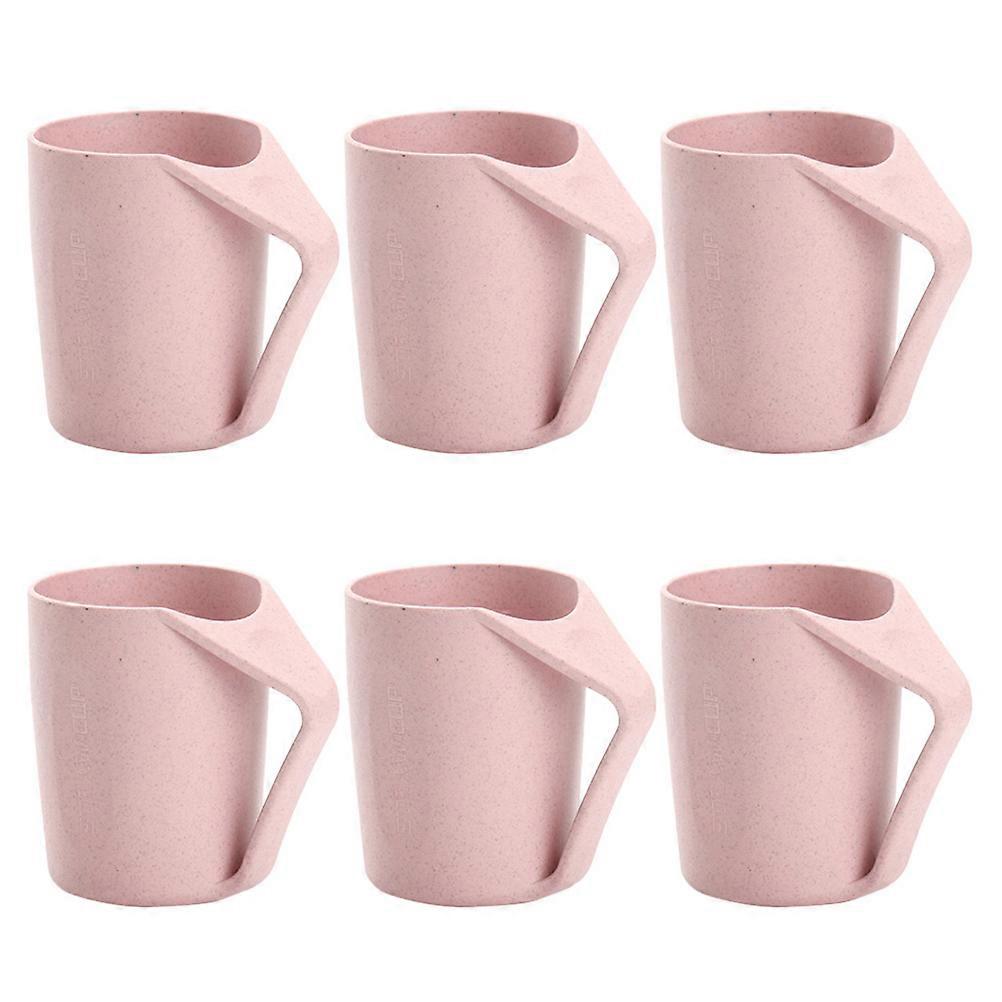 Toothbrush Holding Cups 6Pcs Light And Wheat Straw Mugs Suitable For Couples Adults Students Daily Use