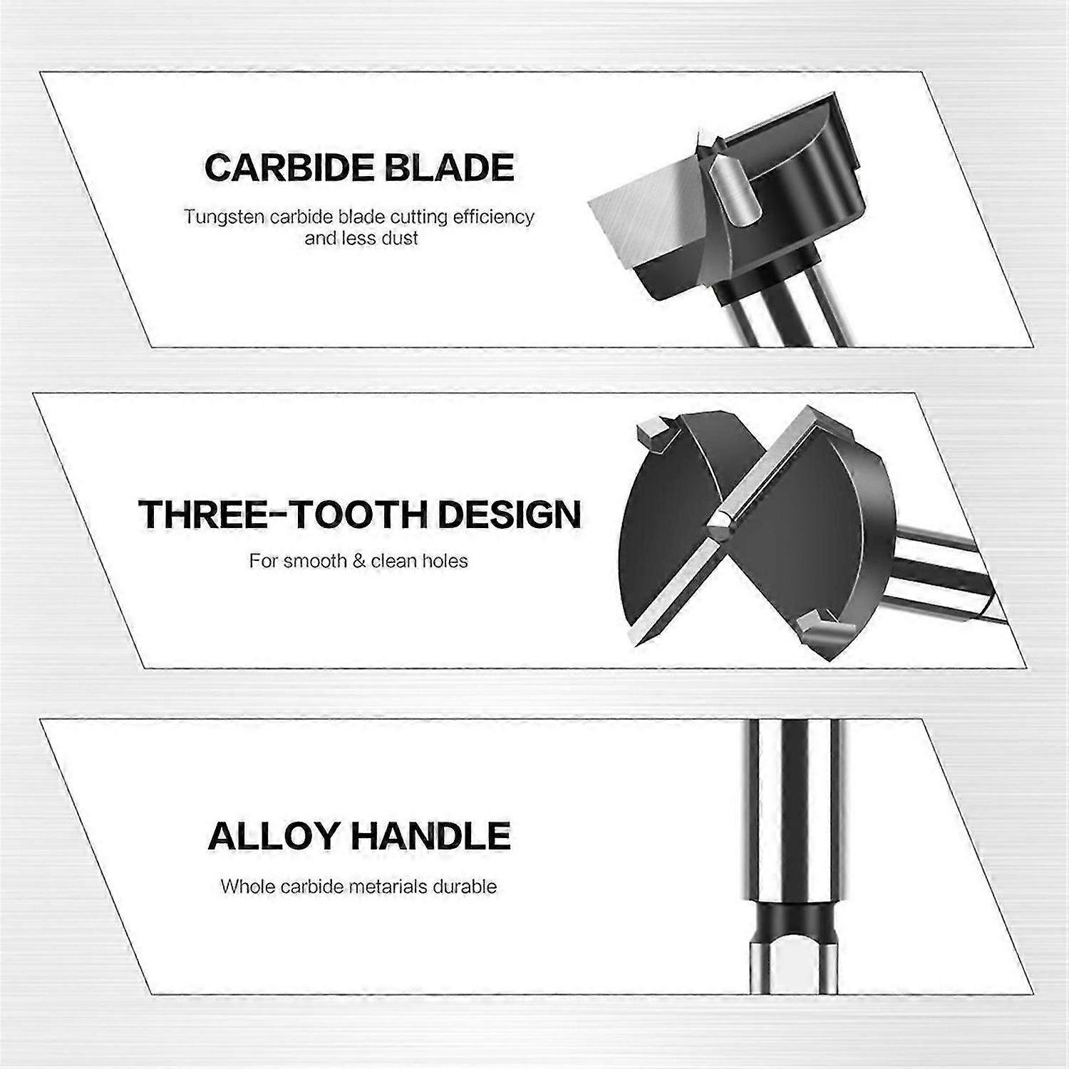 Triangular Shank Carbide Wood Drill Bits Wood Hole Opener Hinge Hole Opening Tool Flat Wing Drill