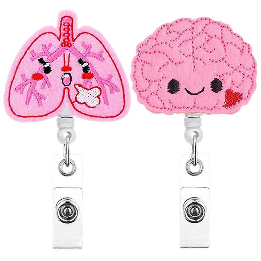 Pink Retractable Badge Buckle Badge Reel for Daily Use 2Pcs Set
