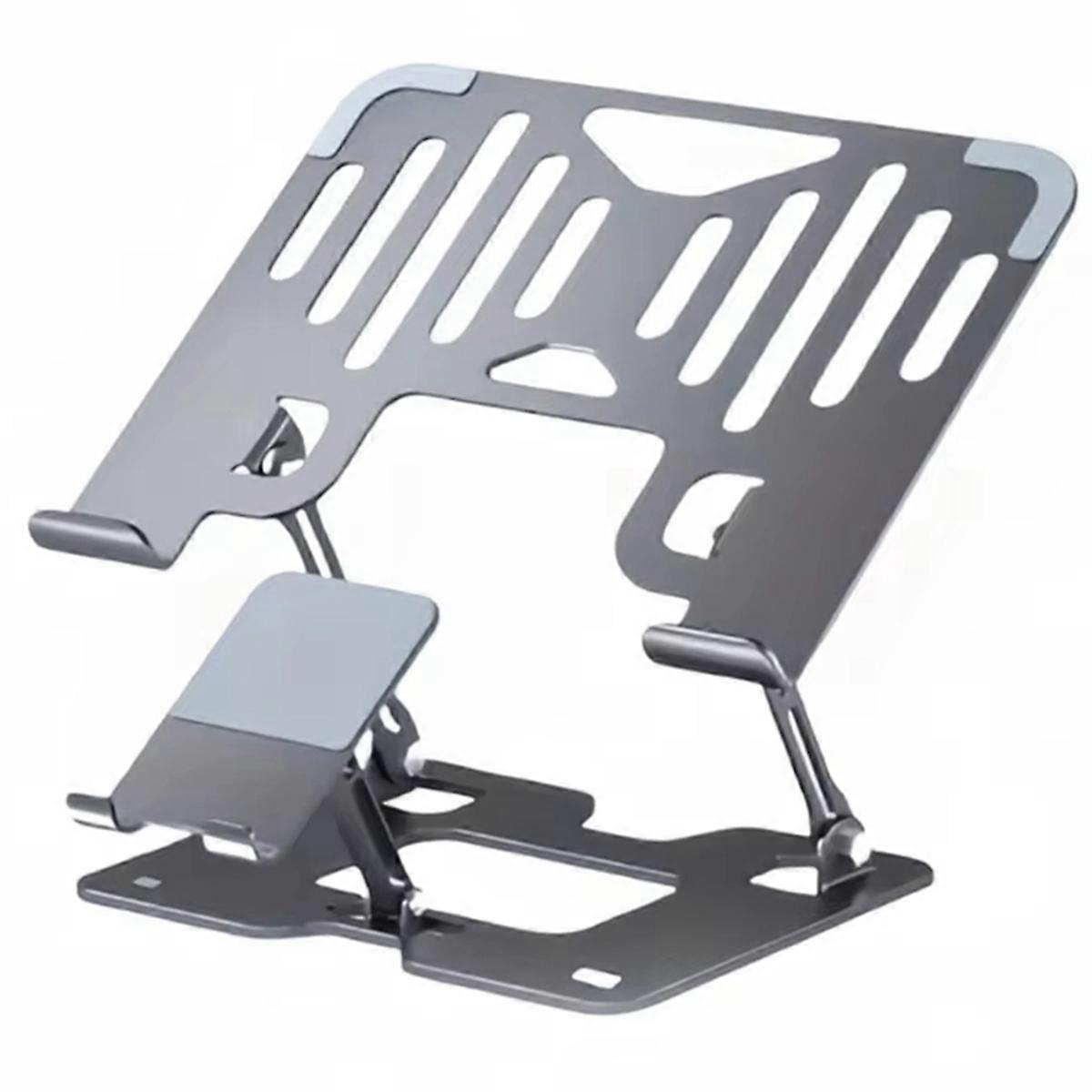 Heat Dissipation and Anti Slip Foldable 2-in-1 Adjustable Height Stable Stand for Mobile Phones Laptops and Tablets A