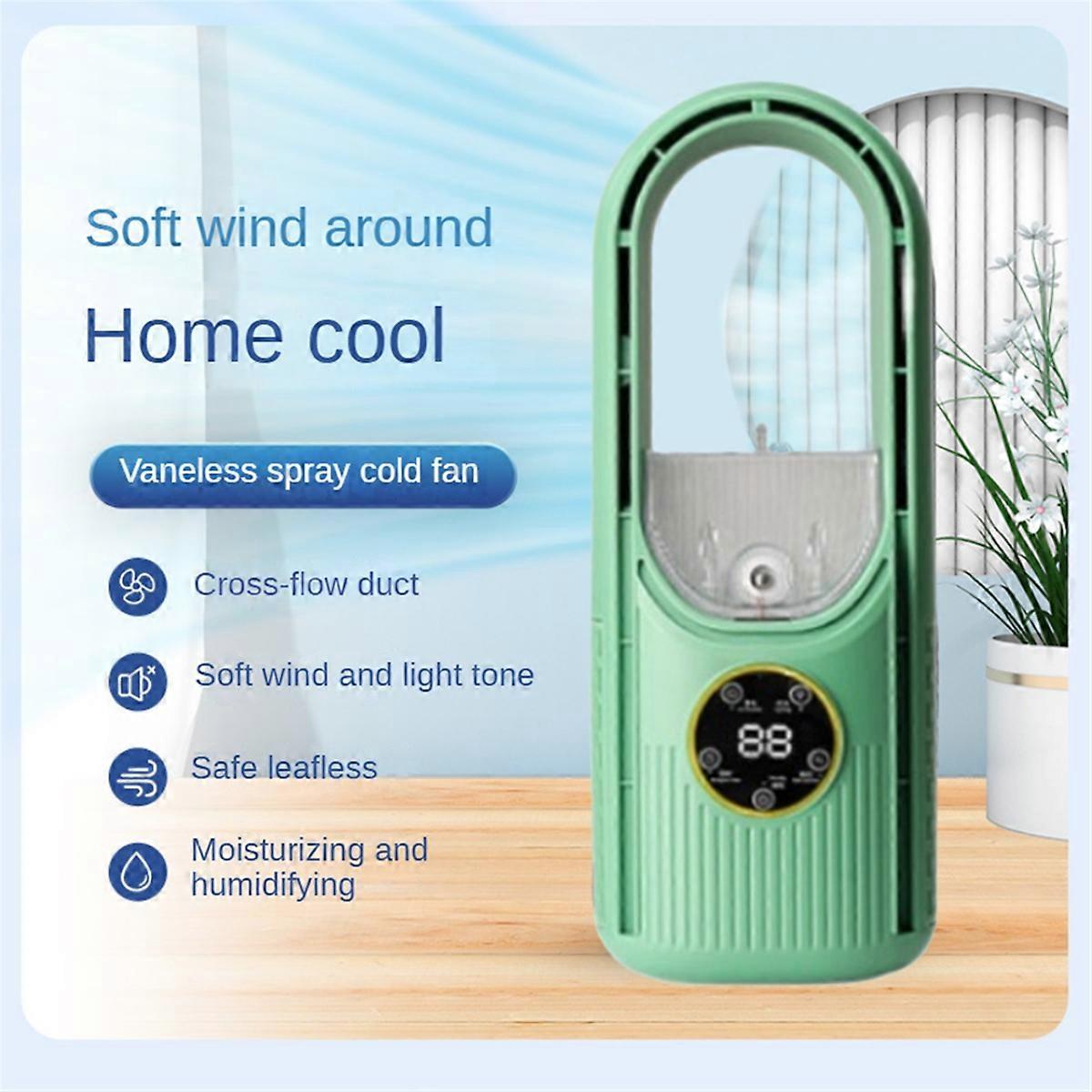 Portable Electric Air Cooler Leafless Fan 6 Speed Silent Timer