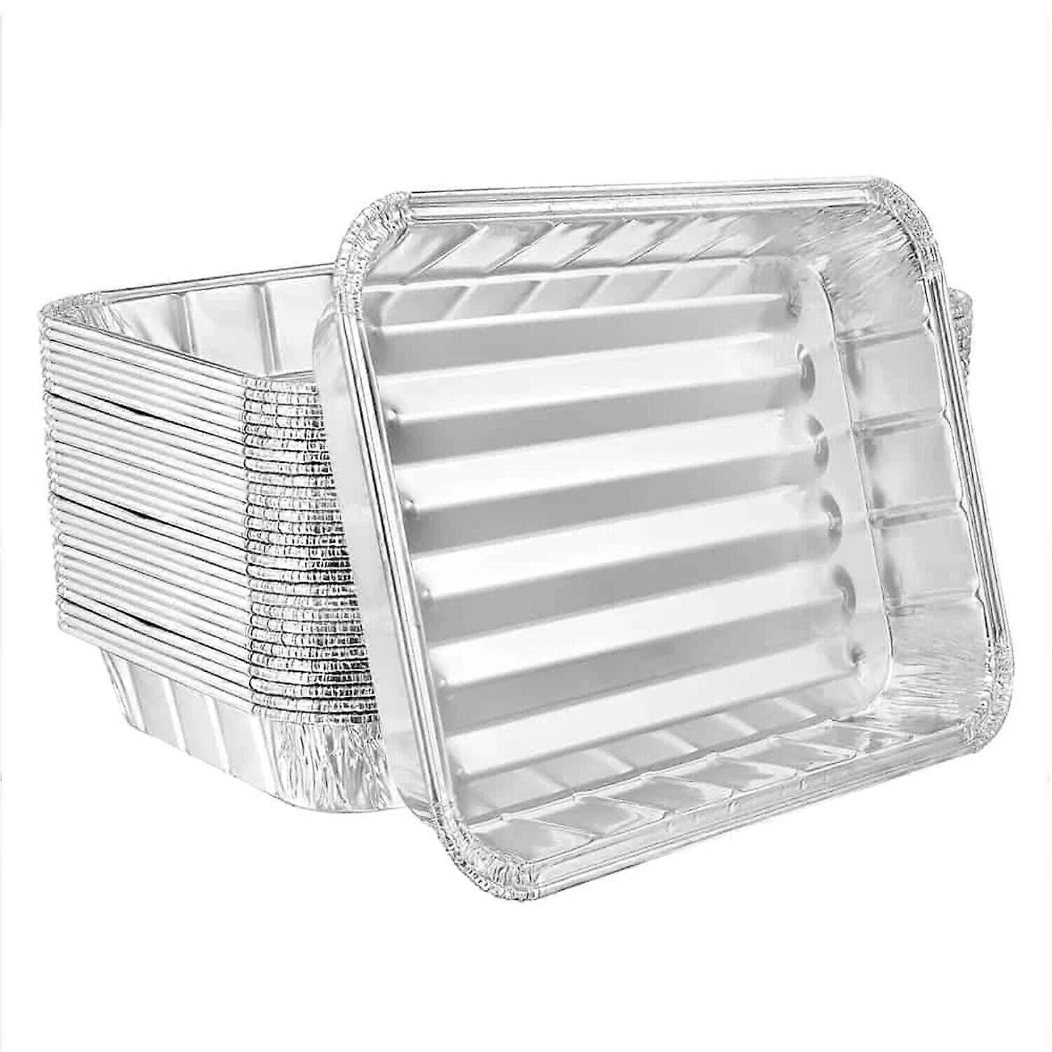 BULK Small Disposable Rectangle Aluminum Broiler Pan for Baking, BBQ & Grill Trays