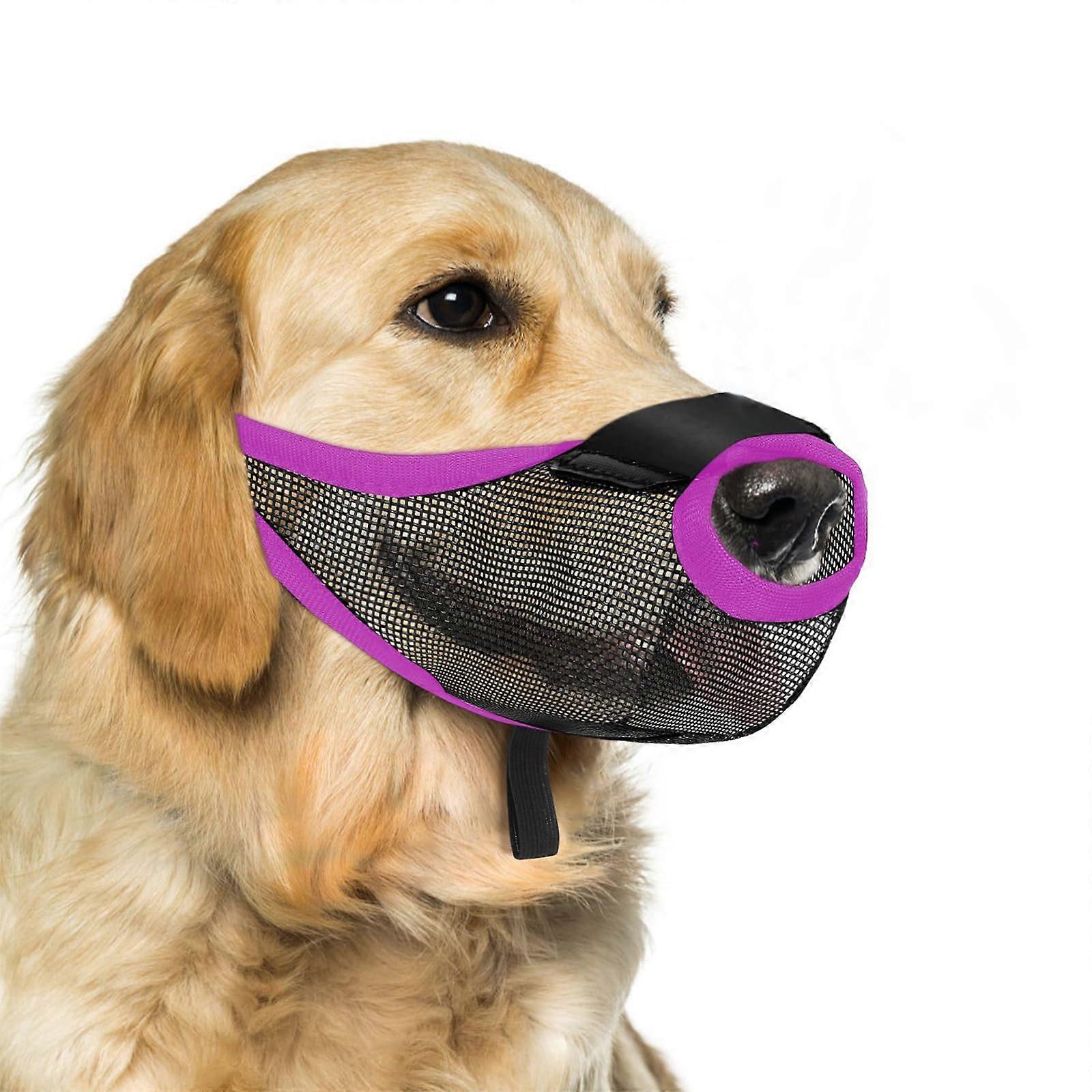 Adjustable Dog Muzzle For Small To Large Dogs Soft Net Fabric Breathable Mouth Cover Prevents Bites Outdoor Activity