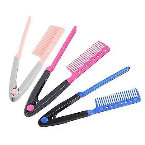V-Shaped Hair Straightening Comb 3-Piece Foldable Salon Styling Comb Set for Hair Types Anti-Static Design Portable for Travel and Home Use