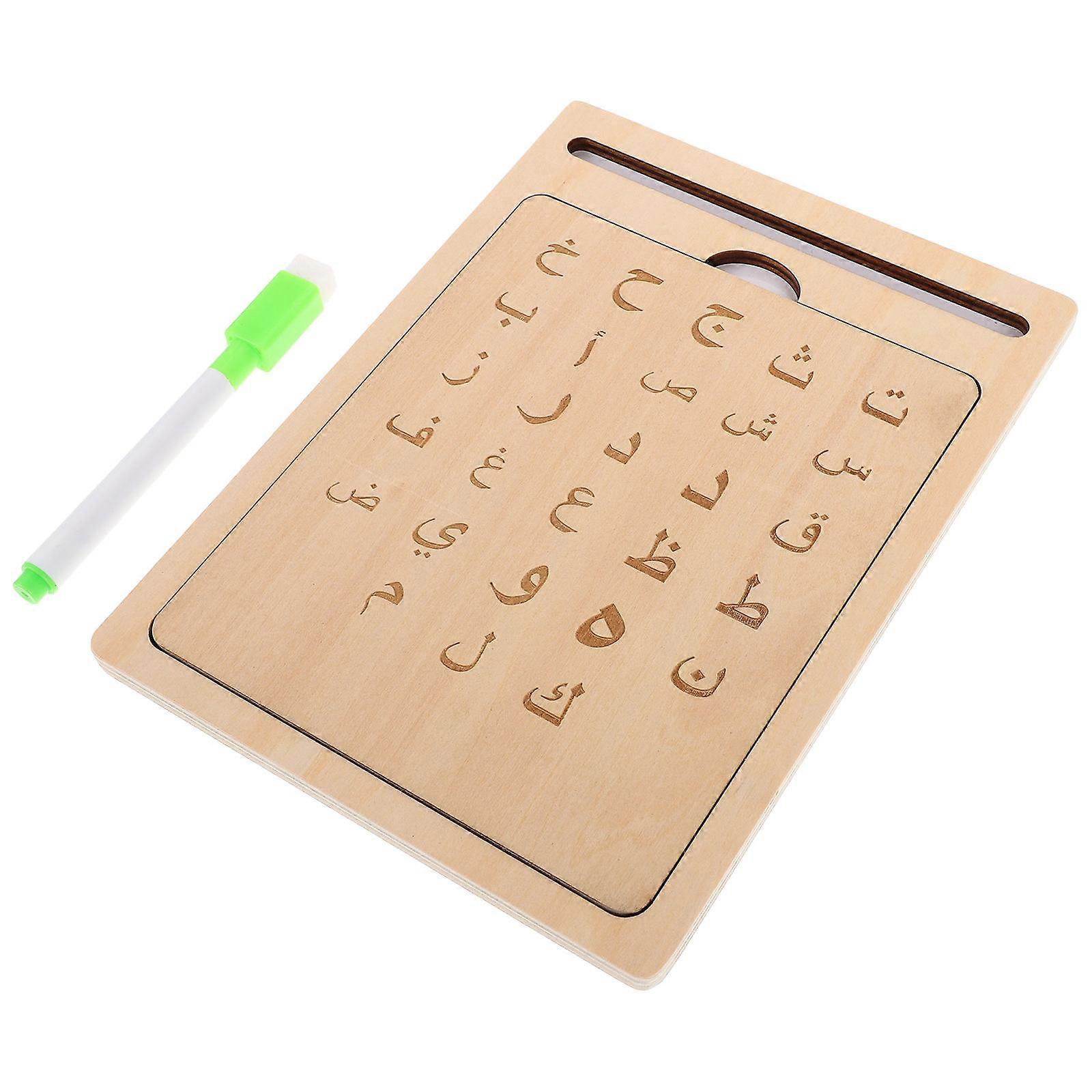 Wood Alphabet Tracing Board for Toddlers Home Schooling Learning Aid 2 Sets Fine Motor Skills Development