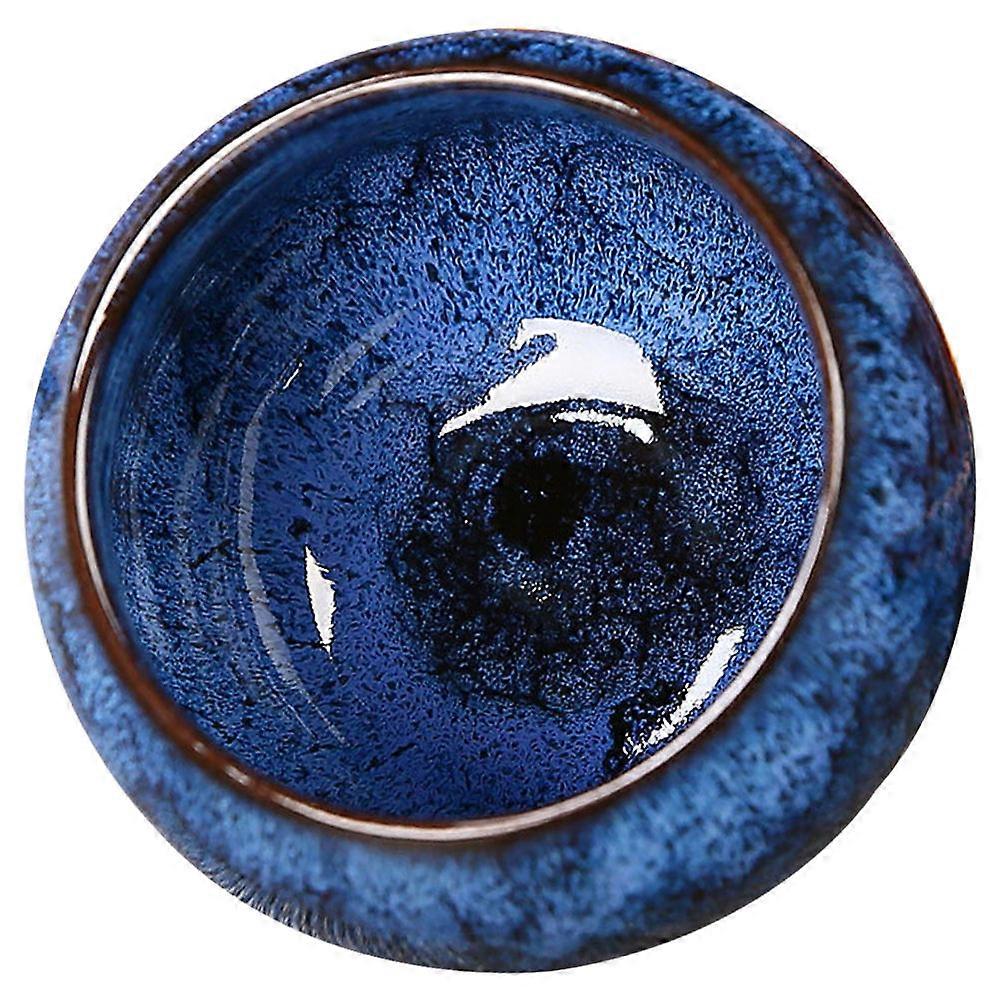 Blue Ceramic Tea Cup for Home Use 3Pcs Smooth Ceramic Drinking Cup