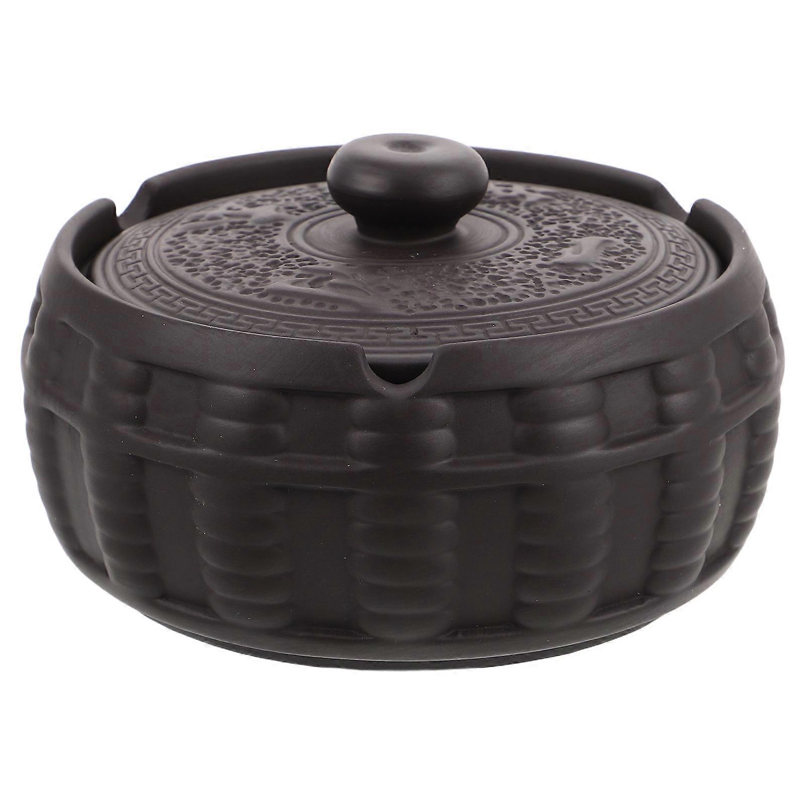 Porcelain Ceramic Ashtray with Lid for Office and Home Use