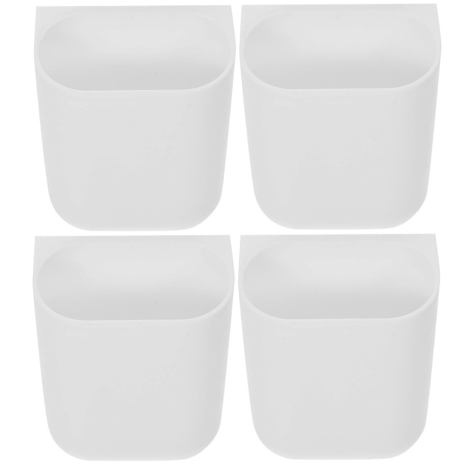 Sundries Storage Container 4Pcs White Plastic Easy Install Hanging Cup Holder for Decor