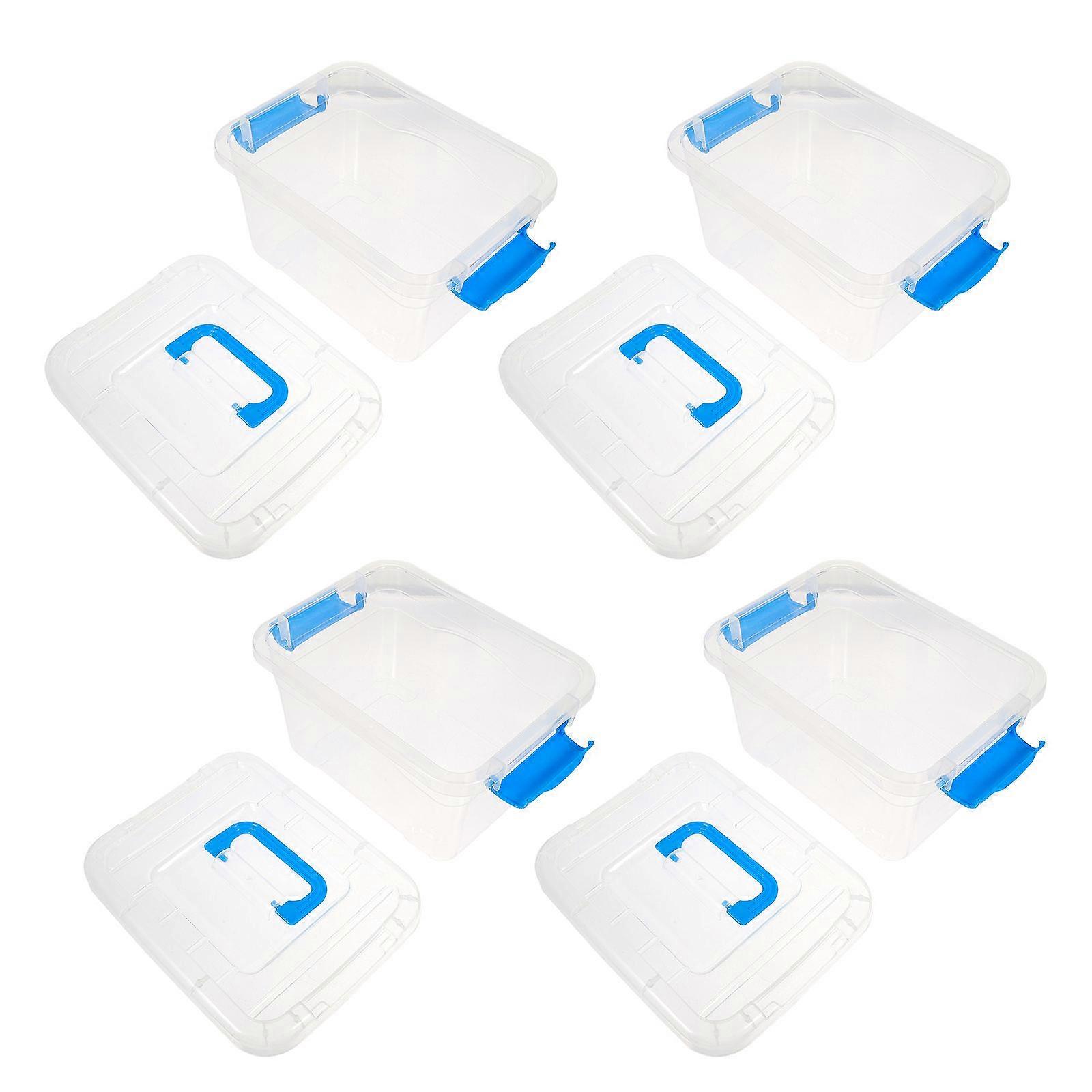 Toy Storage Case Blue Desktop Organizer Box with Handle Lid 8Pcs for Storage