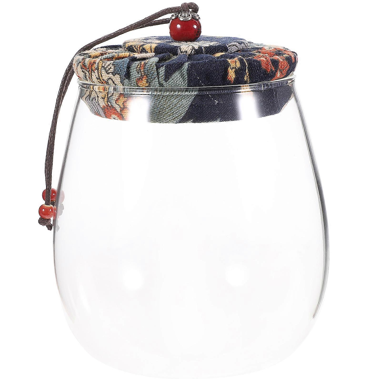 Multi Cloth Cover Tea Leaf Jar for Storage Use 600ml Glass Storage Jar