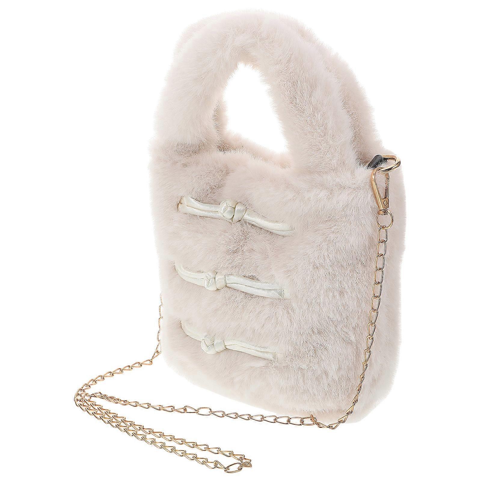 Plush Crossbody Bag 2Pcs Chic Furry Hand Accessory