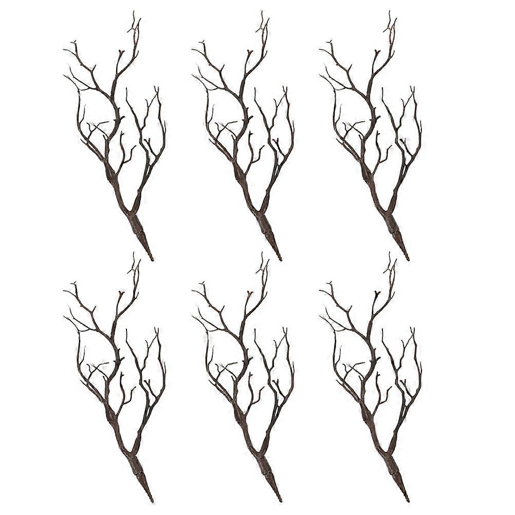 Brown Plastic Artificial Antler Tree Branches for Halloween Decor 12Pcs