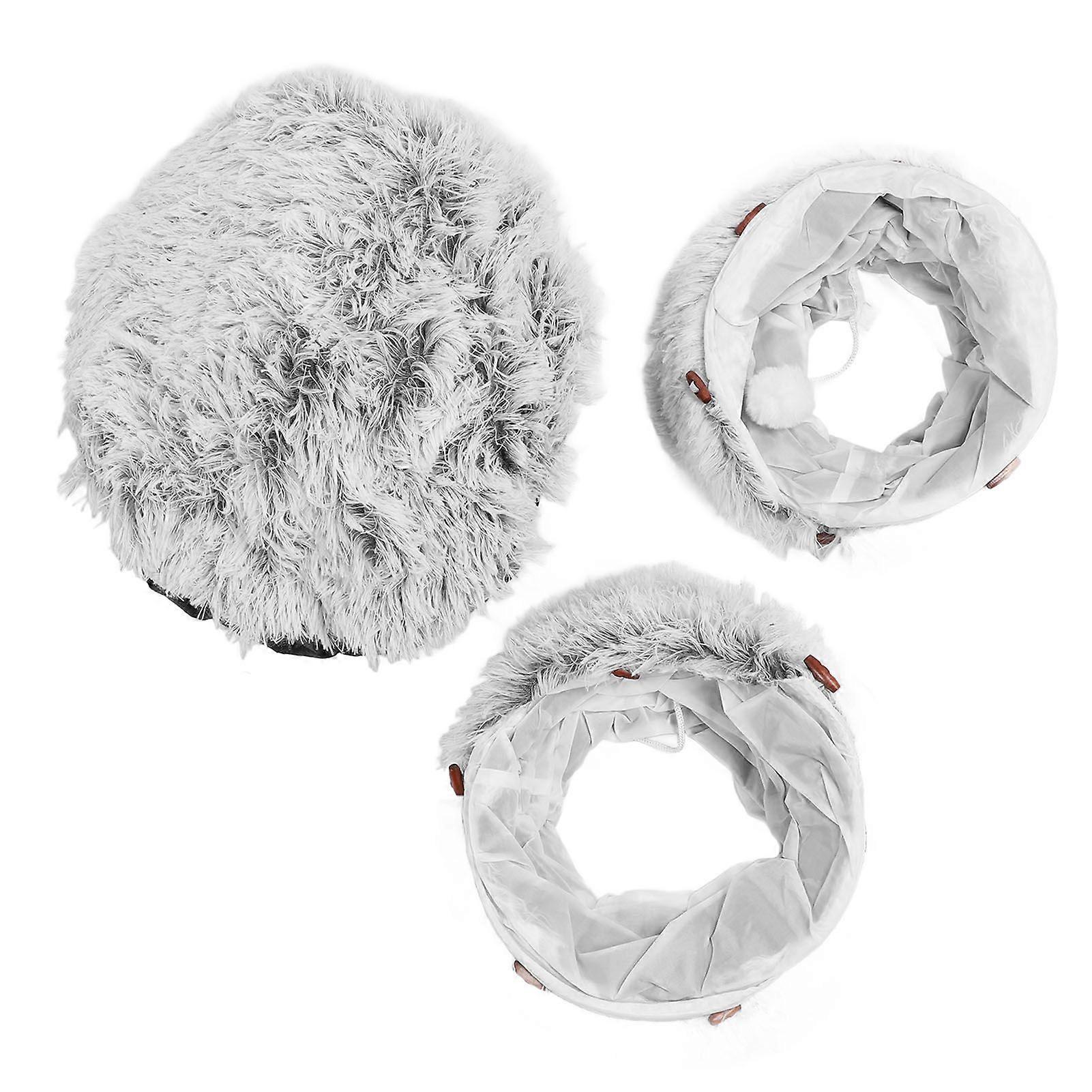Cat Tunnel Bed Soft Plush Washable Multifunctional Folding Round Pet Tube Toy for Indoor Cats Kittens Puppy