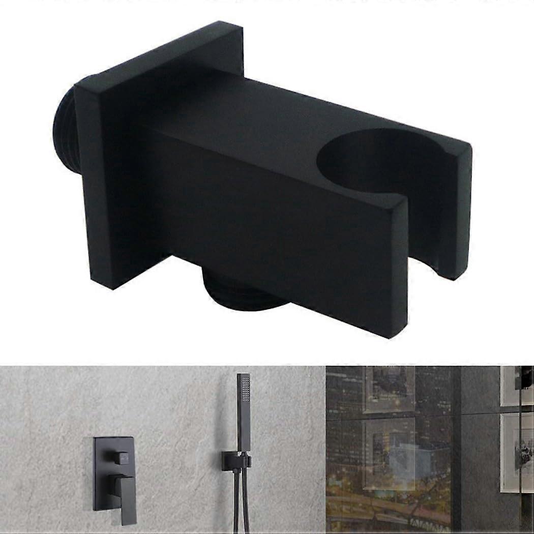 Black Square Shower Outlet Elbow Connector Handheld Shower Head Holder Bracket Brass Construction