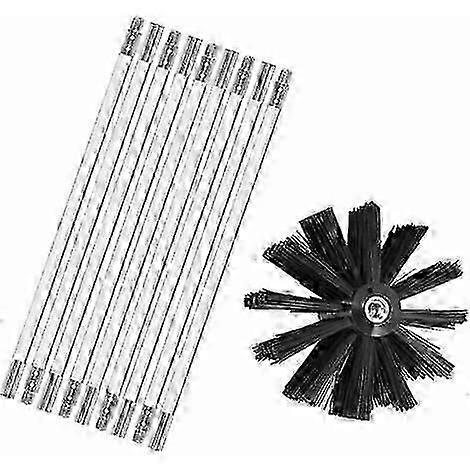 烟囱清扫套件，烟囱清洁工具刷套件，包括 9 410 毫米的柔性杆和木炉刷头