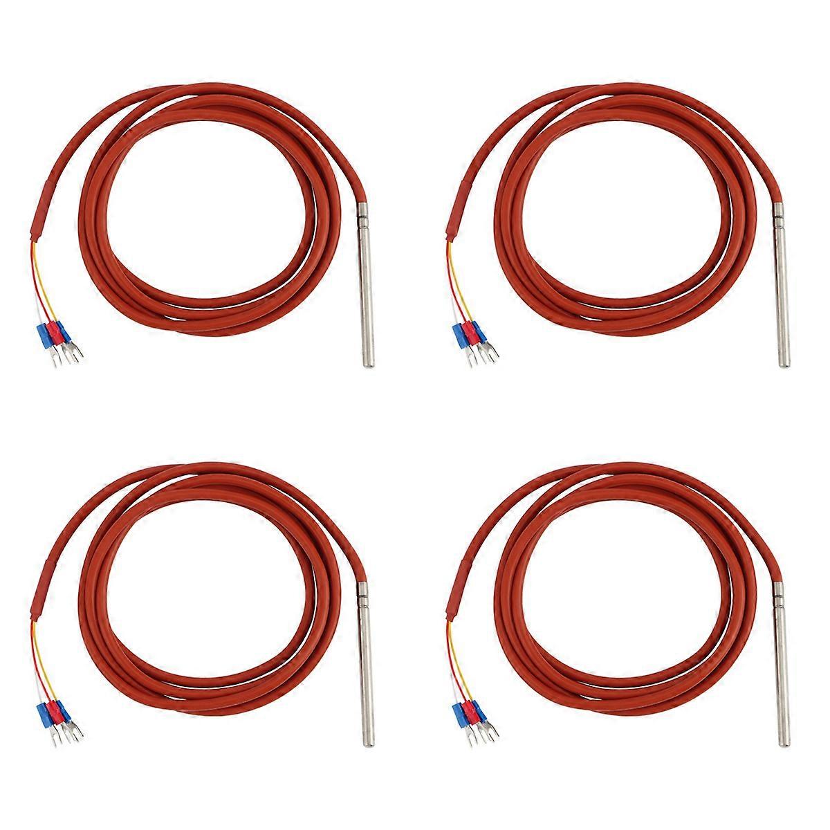 PT100 RTD Temperature Sensor 6mmx80mm Class B 2M Silicone Gel Coated