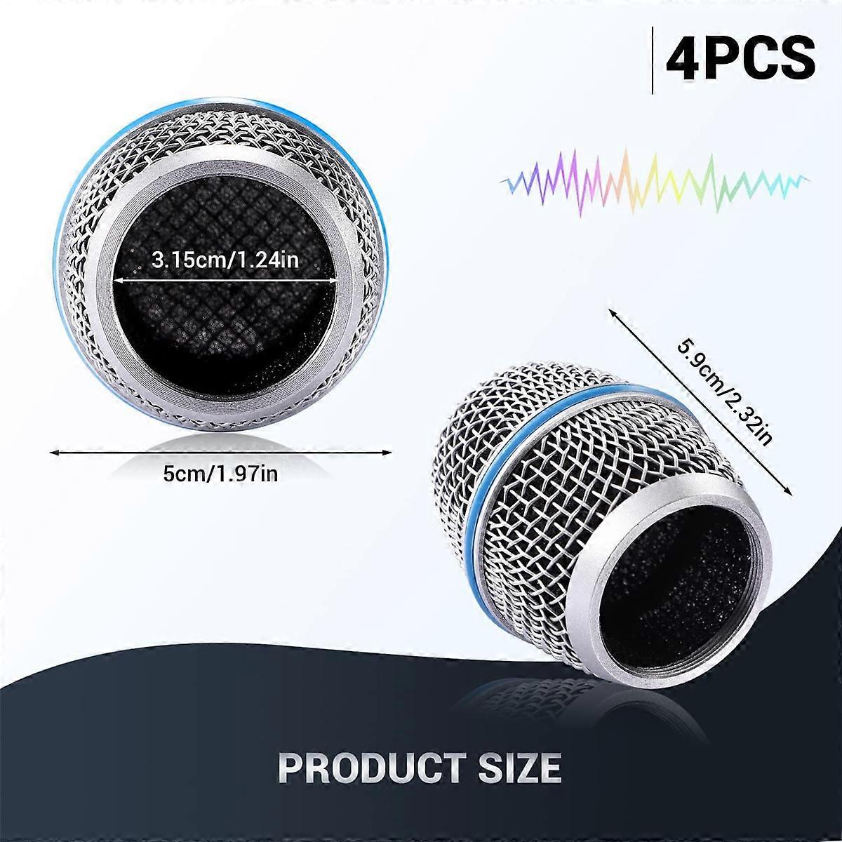 4PCS Microphone Windscreen Heads, Microphone Ball Head Mesh Grill