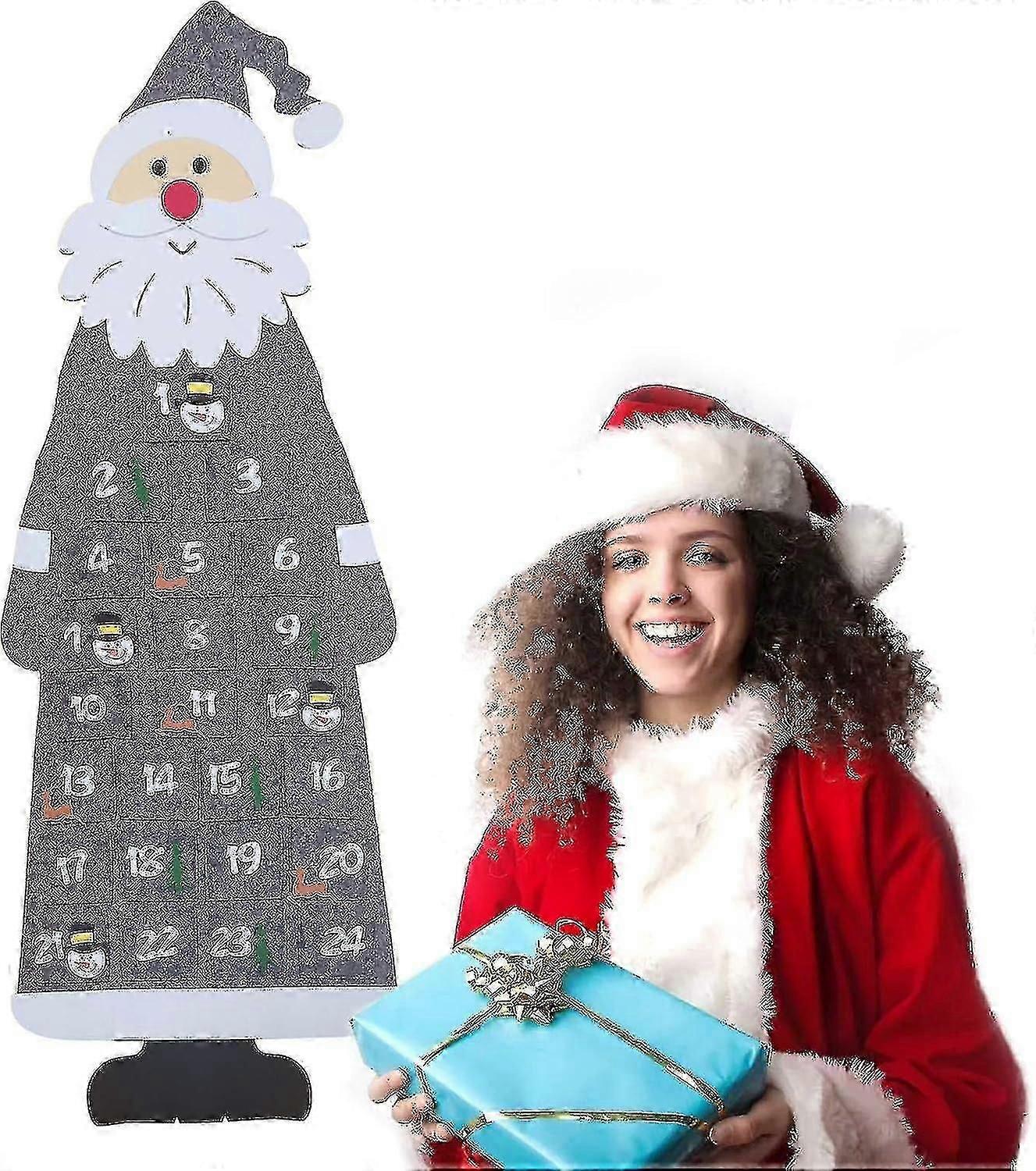 Red Felt Advent Calendar Santa, Santa Claus Advent Calendar, DIY Felt Christmas Santa