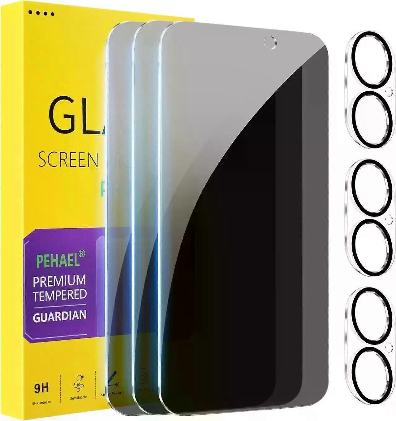 [3+3 Pack] for iPhone 17 Privacy Screen Protector with Camera Lens Protector Full Coverage Anti-Spy Tempered Glass Film 9H Hardness Easy Installation 