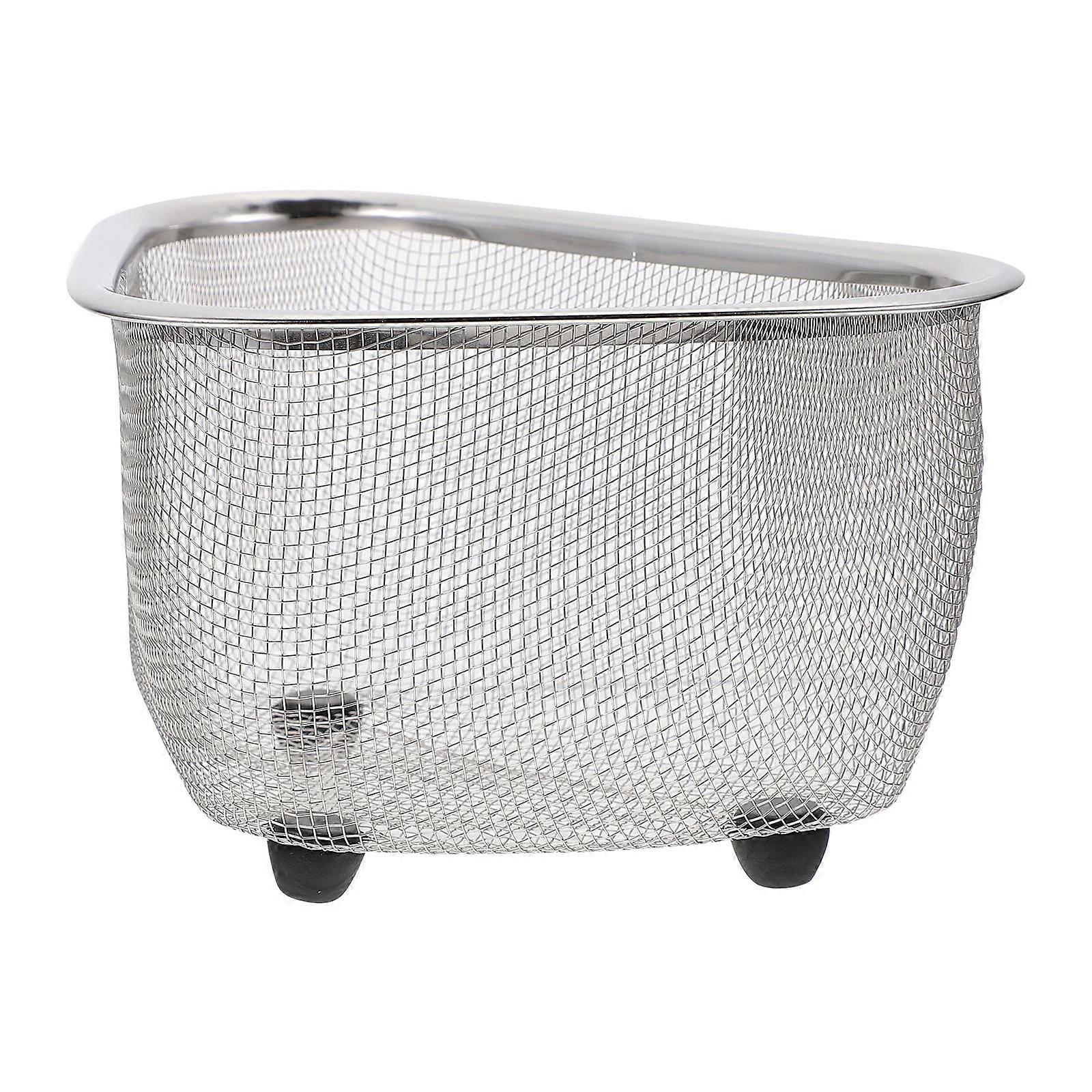 Sink Corner Storage Basket for Kitchen 2Pcs Silver Triangle Shape Sink Basket