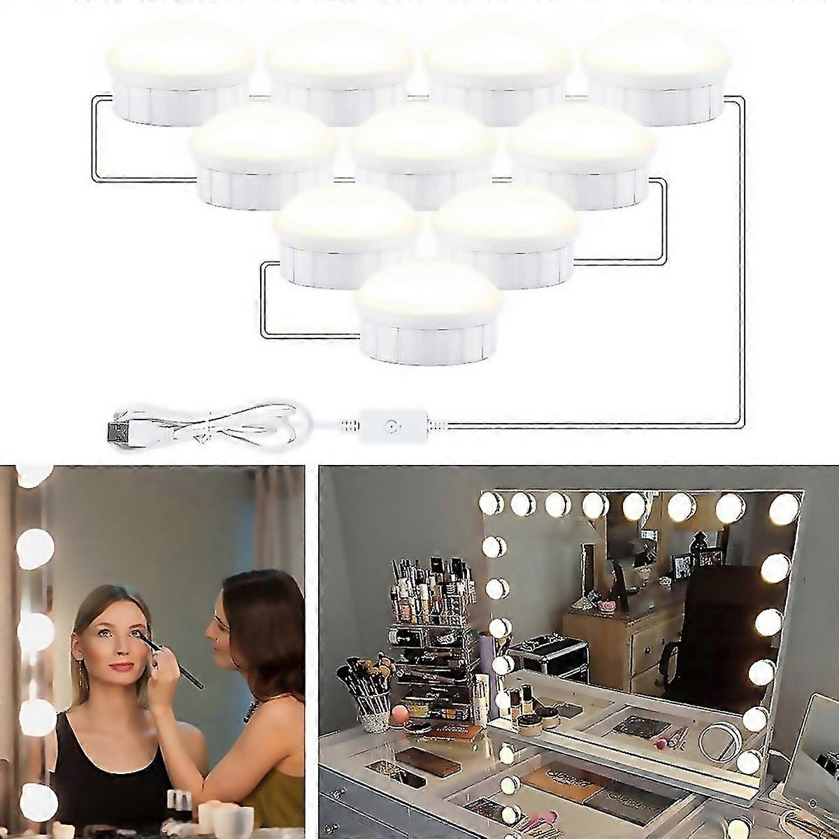 For 10 Leds Mirror Front Light Dimmable Makeup Mirror Usb Touch Control Light