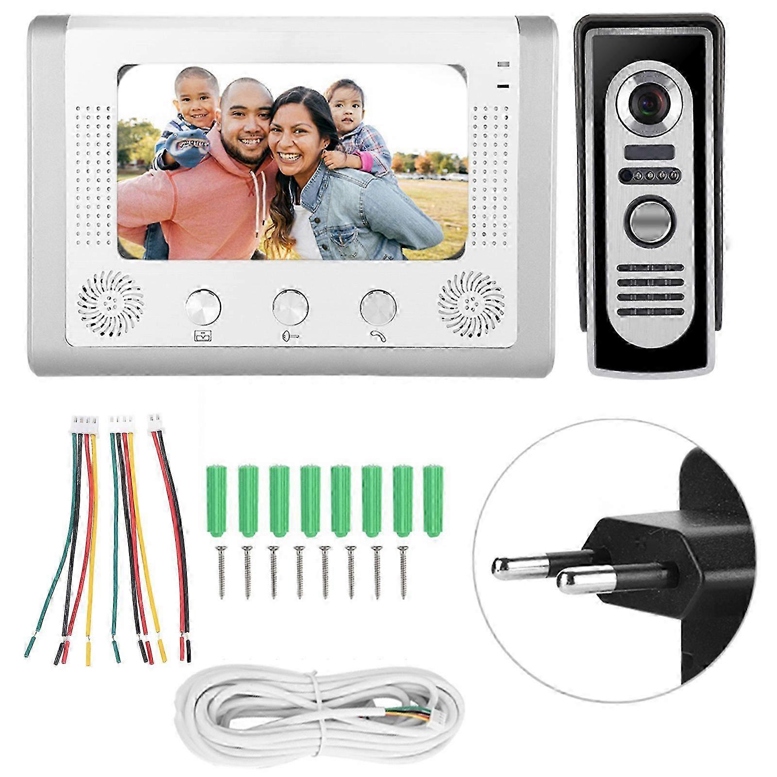 7inch Wired Color TFT-LCD Screen IR Night Vision Video Intercom Doorbell Door Phone 100-240V EU 26s