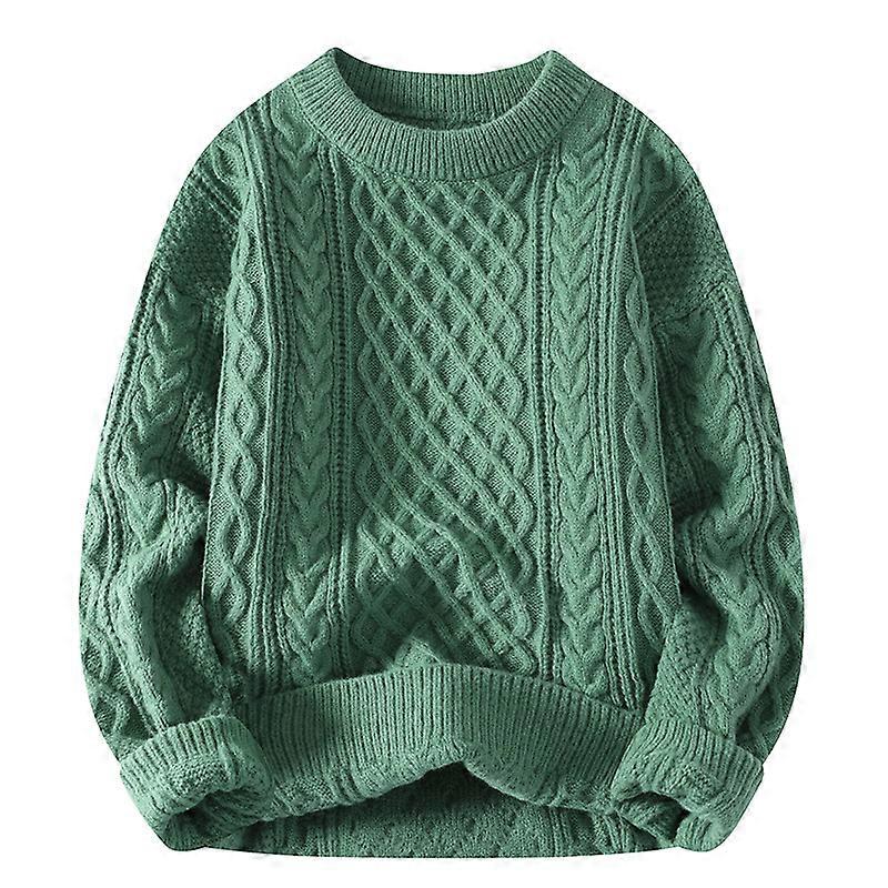 Maglione da uomo in maglia tinta unita con scollo rotondo e camicia in velluto con fondo spesso