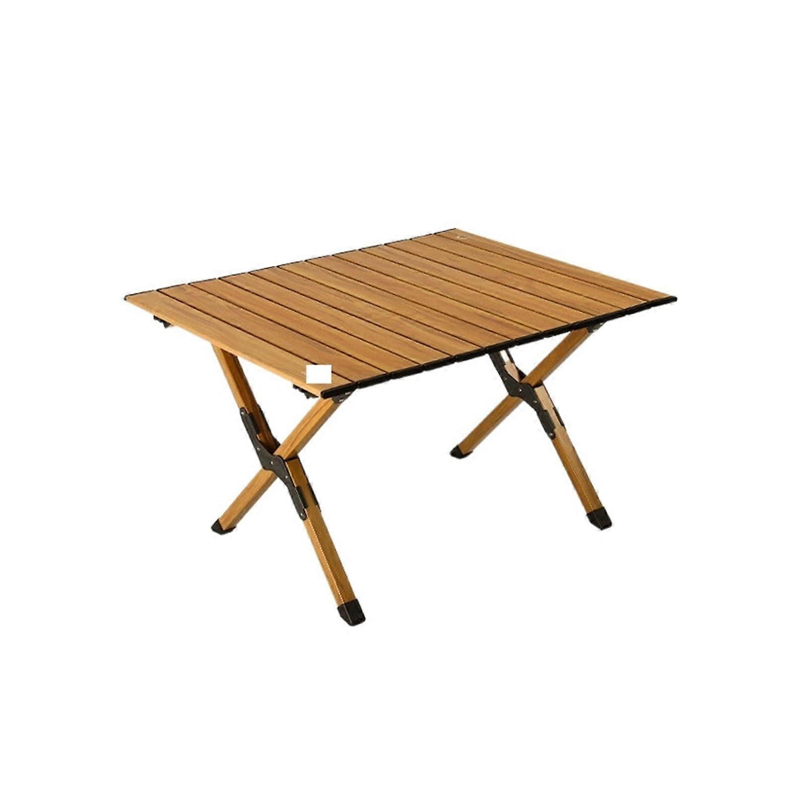 Portable Folding Dining Table For Camping And Picnic Aluminum Lightweight Egg Roll Leg Design Khaki Brown